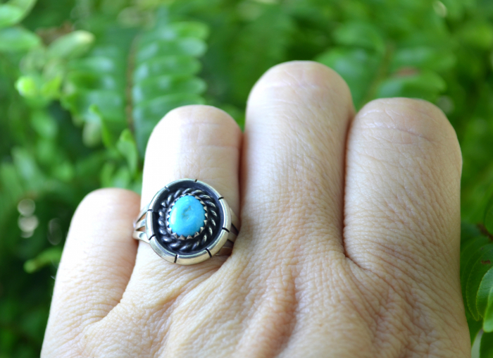 Inel argint Navajo vintage, turcoaz natural Kingman [3]