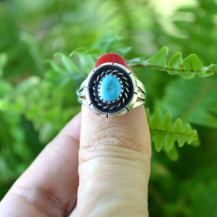 Inel argint Navajo vintage, turcoaz natural Kingman [4]