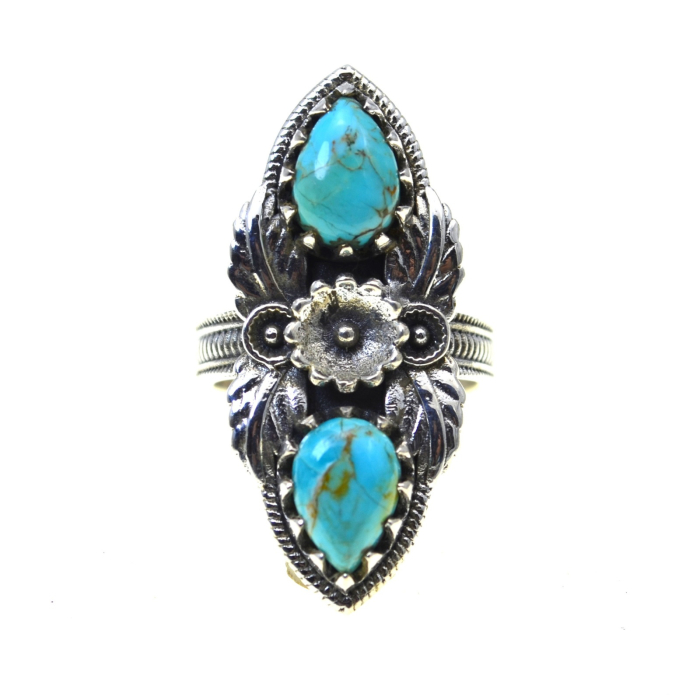Inel argint Navajo vintage, Turcoaze naturale [1]