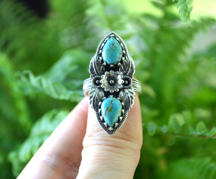 Inel argint Navajo vintage, Turcoaze naturale [4]