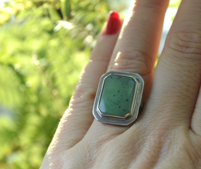 Inel argint scandinav jad nefrit Mid-Century A Vintage Collection [2]