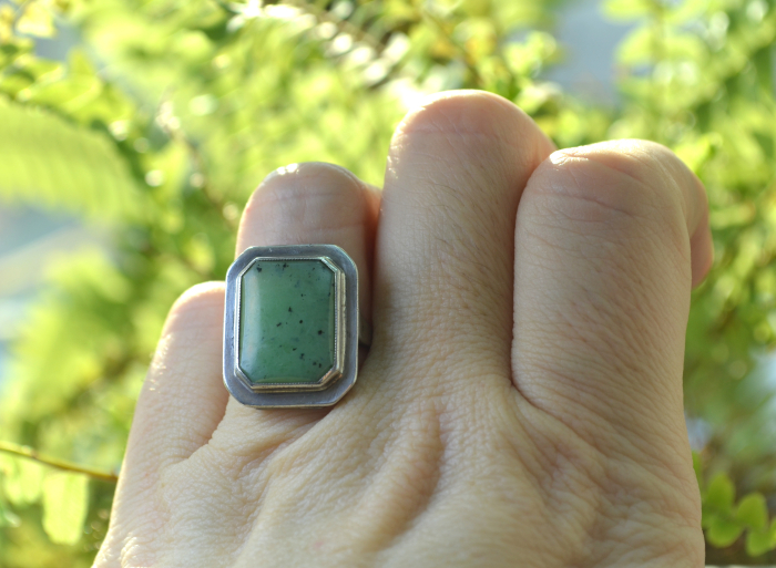 Inel argint scandinav jad nefrit Mid-Century A Vintage Collection [3]