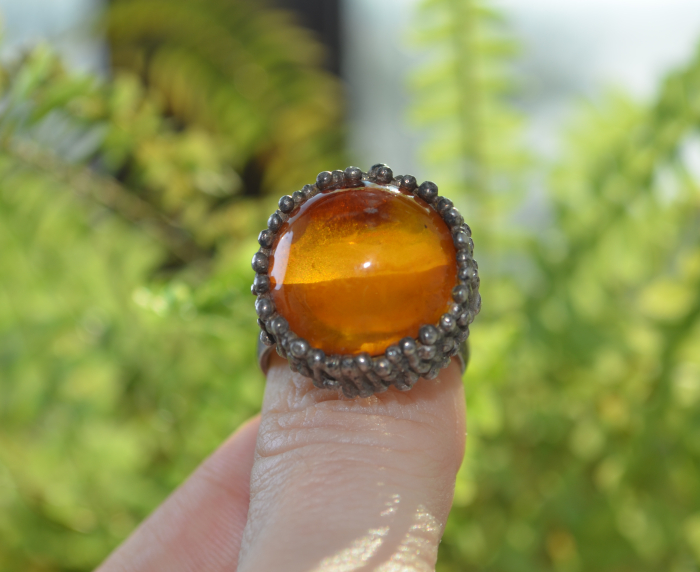 Inel argint scandinav vintage, chihlimbar natural A Vintage Collection [5]