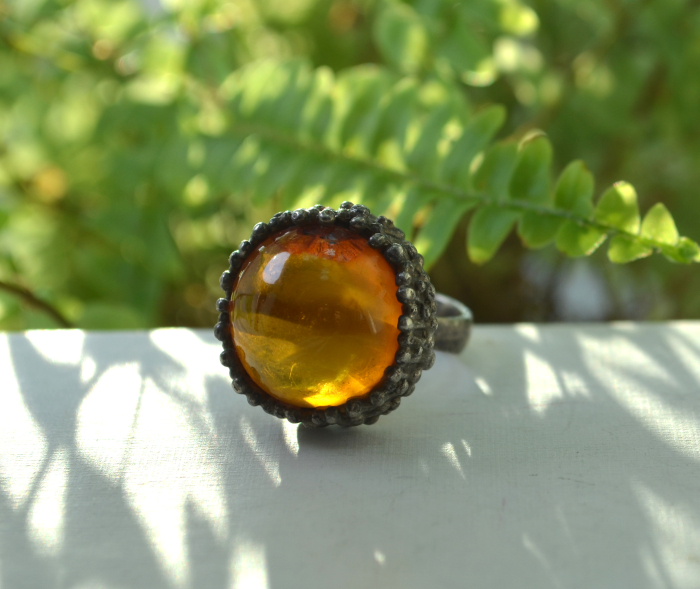 Inel argint scandinav vintage, chihlimbar natural A Vintage Collection [4]