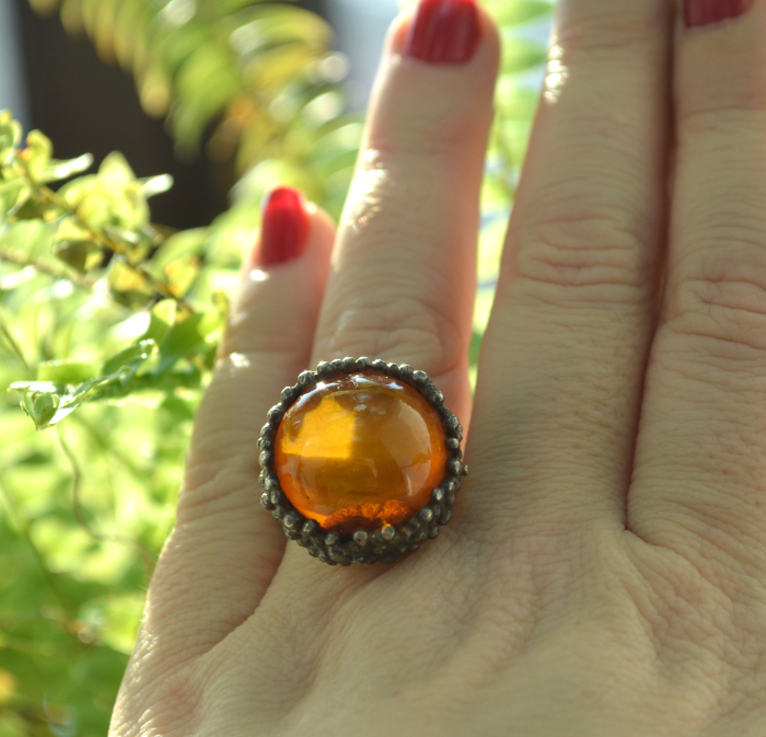 Inel argint scandinav vintage, chihlimbar natural A Vintage Collection [2]