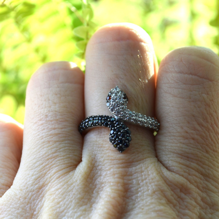 Inel argint Snakes, cristale Cubic zirconia [2]