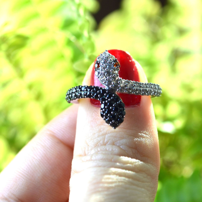 Inel argint Snakes, cristale Cubic zirconia [4]