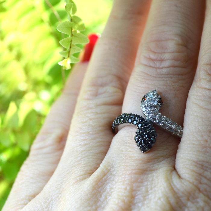 Inel argint Snakes, cristale Cubic zirconia [3]