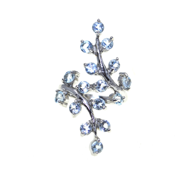 Inel argint statement, Acvamarine naturale [1]