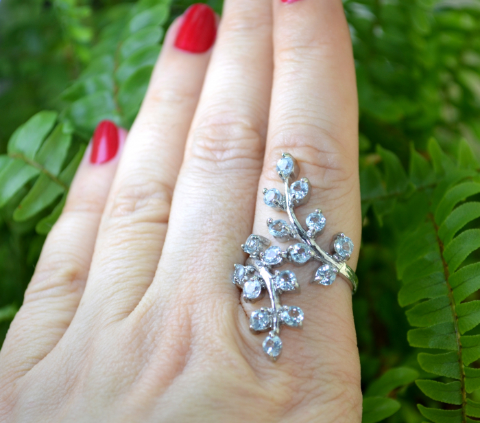 Inel argint statement, Acvamarine naturale [2]