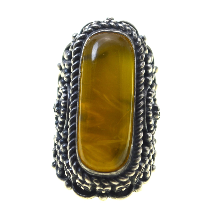 Inel argint statement, Chihlimbar Baltic galben-miere A Vintage Collection [4]