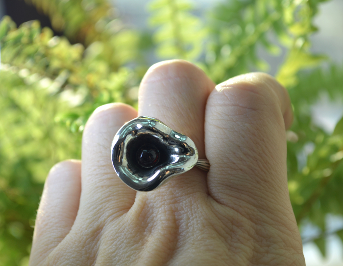 Inel argint statement floral granat natural A Vintage Collection [2]