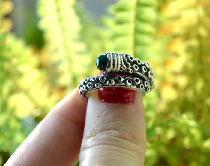 Inel argint Tentacle, malachit [4]