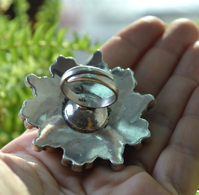 Inel argint tibetano-nepalez masiv, turcoaz si coral a Vintage Collection [3]