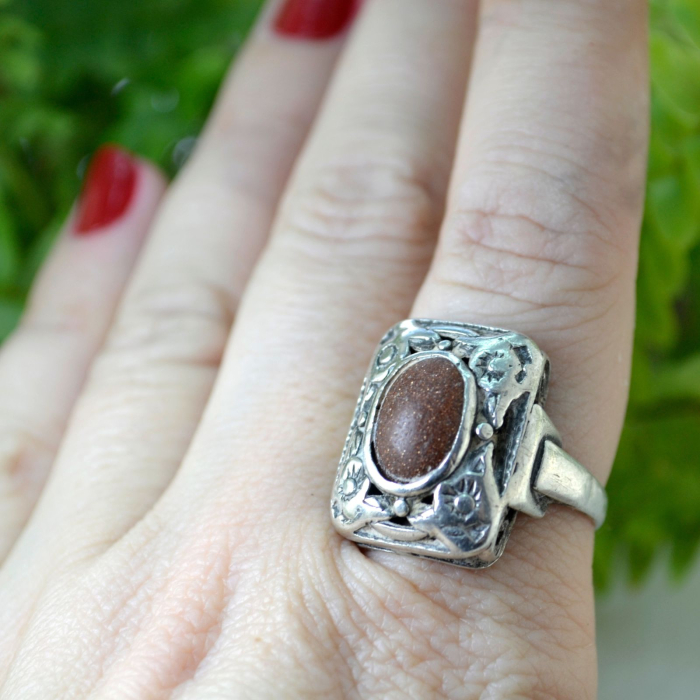 Inel argint vechi Art Nouveau cu Piatra soarelui | A Vintage Collection [3]