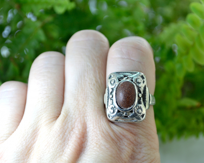 Inel argint vechi Art Nouveau cu Piatra soarelui | A Vintage Collection [4]