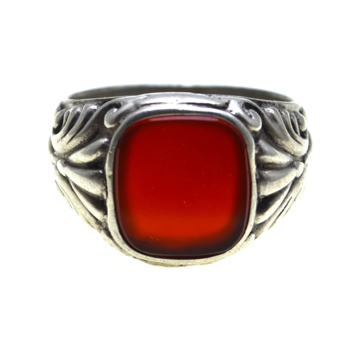 Inel argint vechi de barbat, model Chevalier, Carneol [1]