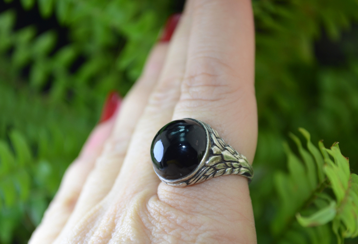 Inel argint vechi de barbat, model Chevalier, onix [2]