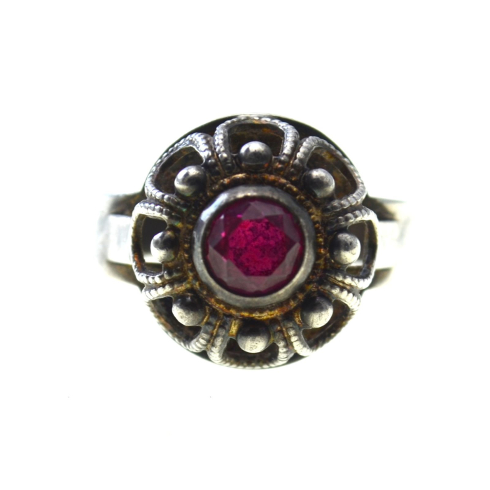 Inel argint vechi Floral cluster, rubin A Vintage Collection [1]