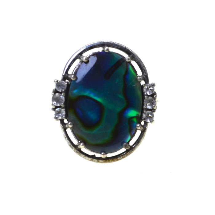 Inel argint vintage, abalone si cristale CZ [1]