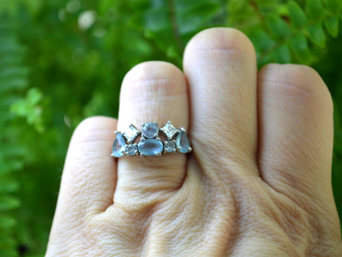 Inel argint vintage,  Aquamarine si Diamond CZ [3]