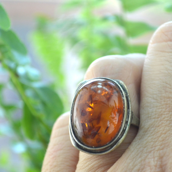 Inel argint vintage, chihlimbar natural, atelier german A Vintage Collection [3]