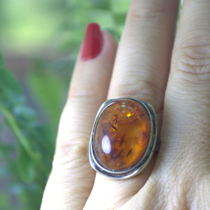 Inel argint vintage, chihlimbar natural, atelier german A Vintage Collection [4]