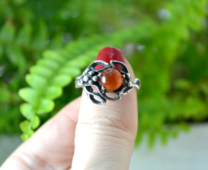 Inel argint vintage chihlimbar natural design Biomorphic [4]