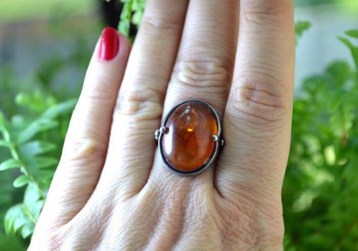 Inel argint vintage, chihlimbar natural Marea Baltica [3]