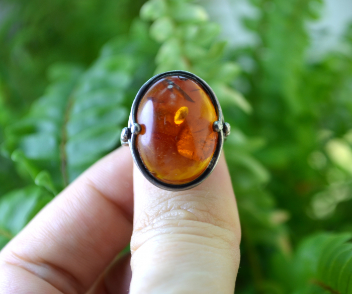 Inel argint vintage, chihlimbar natural Marea Baltica [4]