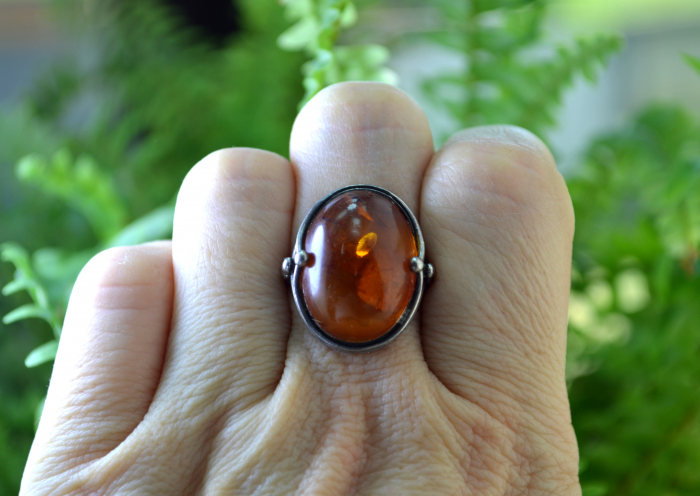 Inel argint vintage, chihlimbar natural Marea Baltica [2]