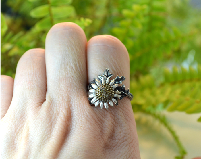 Inel argint vintage Ciurul Zanelor, email si elemente aurite [3]