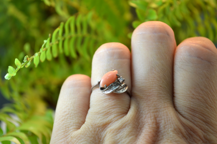 Inel argint vintage coral natural Angel Skin [2]