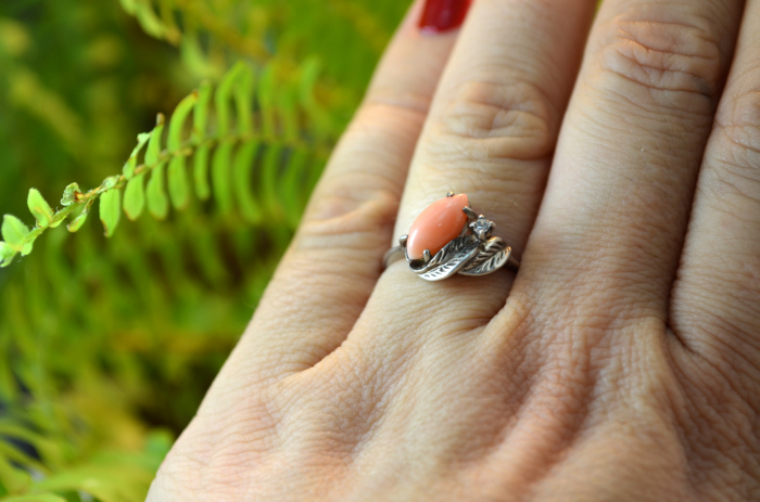 Inel argint vintage coral natural Angel Skin [4]