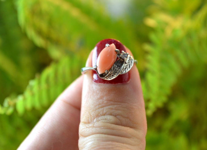 Inel argint vintage coral natural Angel Skin [3]