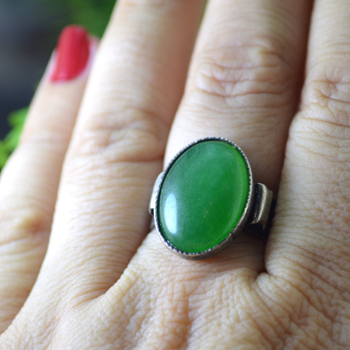 Inel argint vintage cu agat verde A Vintage Collection [4]