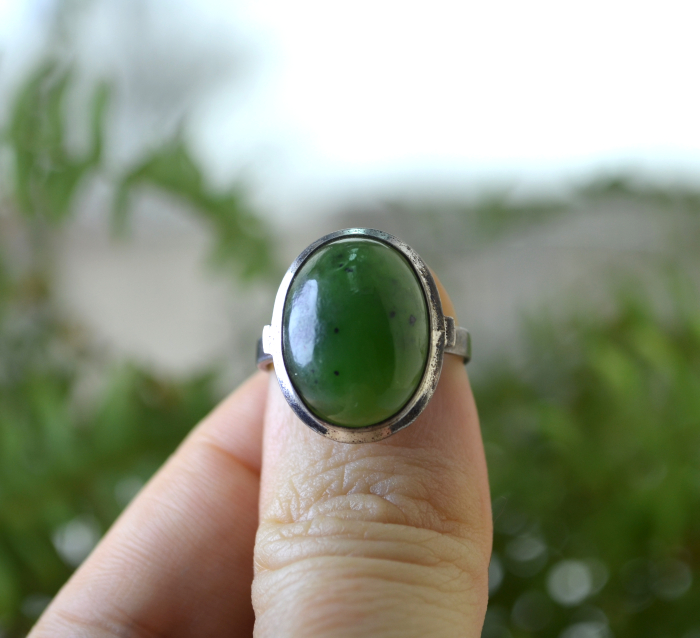 Inel argint vintage cu jad nefrit design scandinav A Vintage Collection [2]