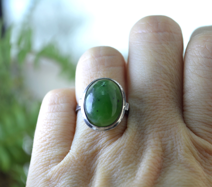 Inel argint vintage cu jad nefrit design scandinav A Vintage Collection [4]