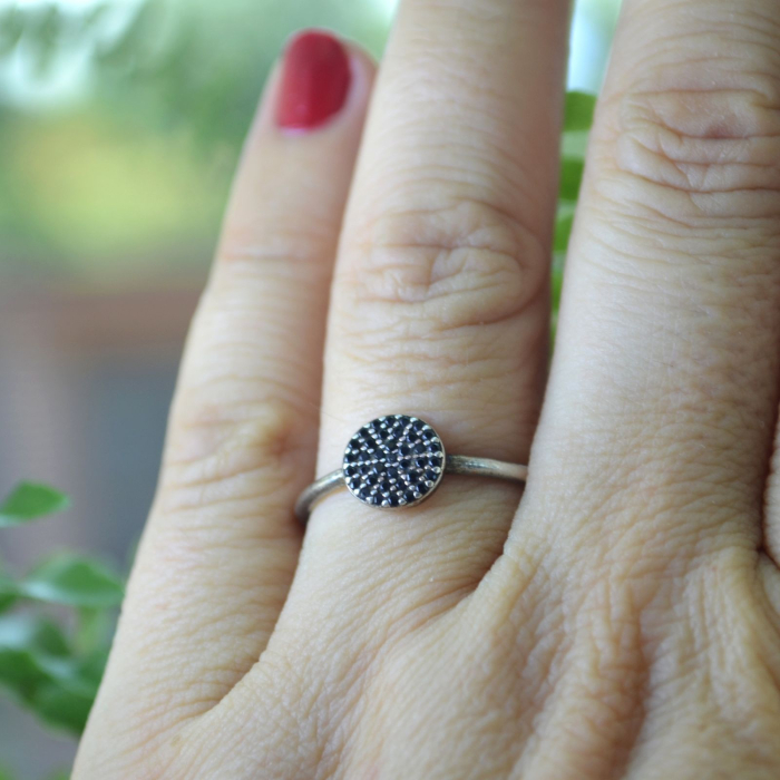 Inel argint vintage Daisy, Black CZ A Vintage Collection [2]