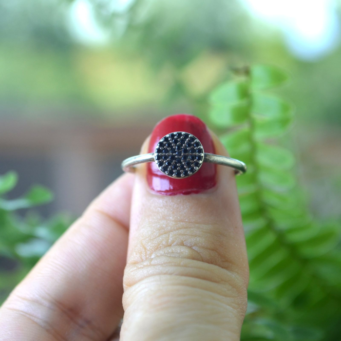 Inel argint vintage Daisy, Black CZ A Vintage Collection [4]