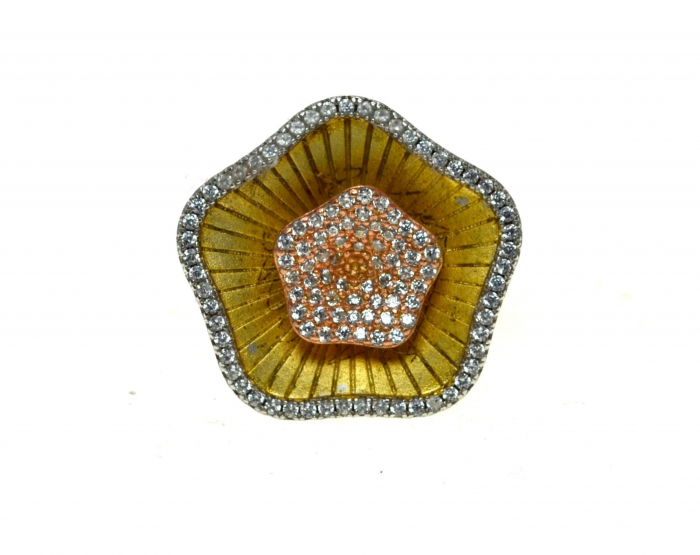 Inel argint vintage, email si cristale CZ, design floral [1]