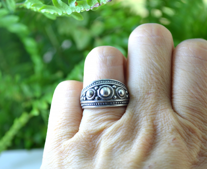 Inel argint vintage, design etnic, semnat [3]