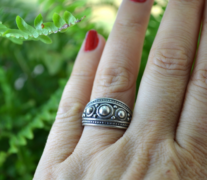 Inel argint vintage, design etnic, semnat [2]
