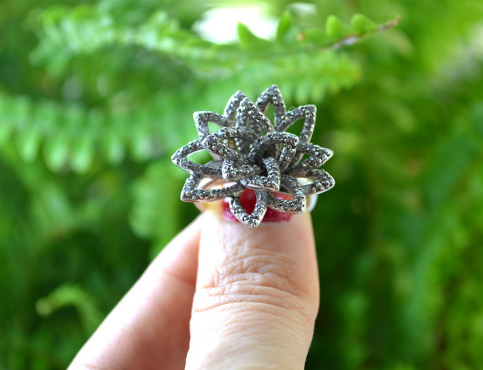 Inel argint vintage, design floral in relief [4]