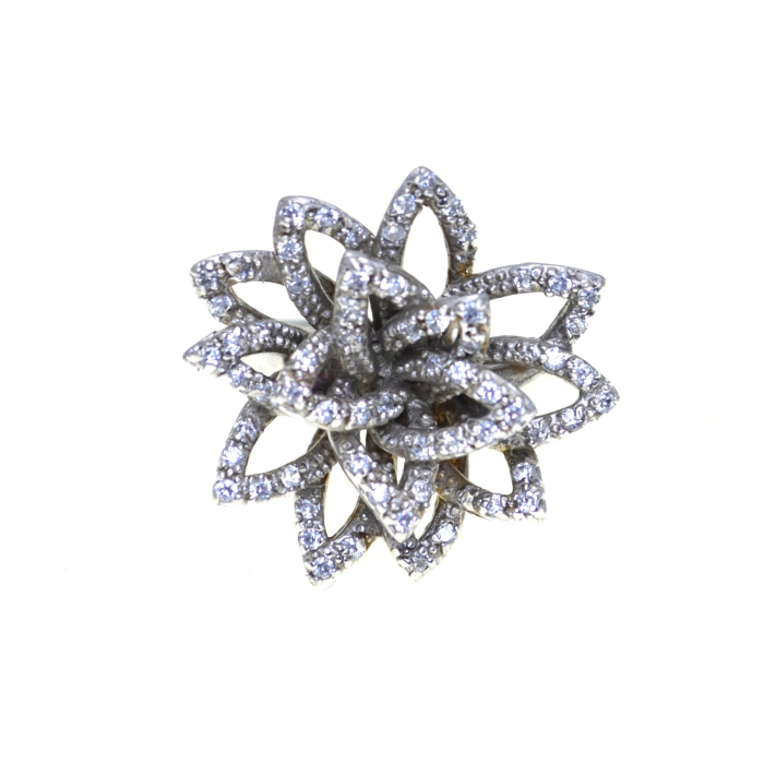 Inel argint vintage, design floral in relief [1]