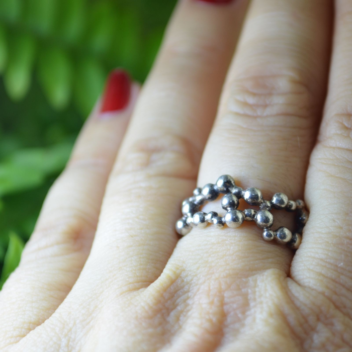 Inel argint vintage, design Molecule [3]