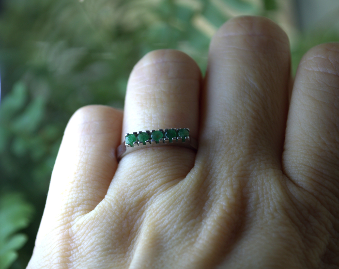 Inel argint vintage Eternity, 5 smaralde naturale [4]