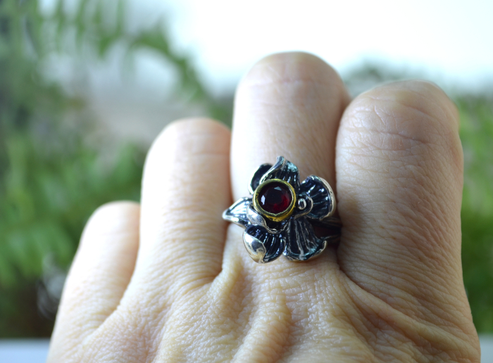 Inel argint vintage floral, granat A Vintage Collection [2]