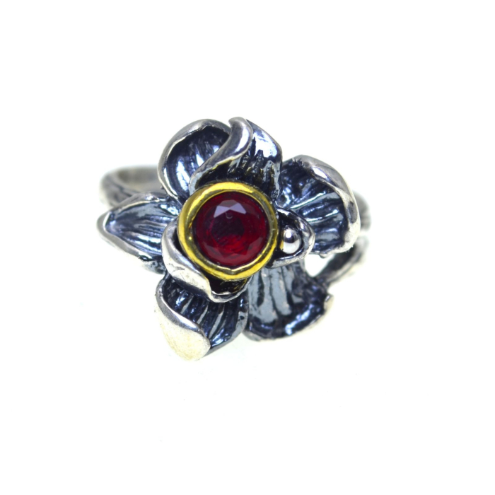 Inel argint vintage floral, granat A Vintage Collection [1]