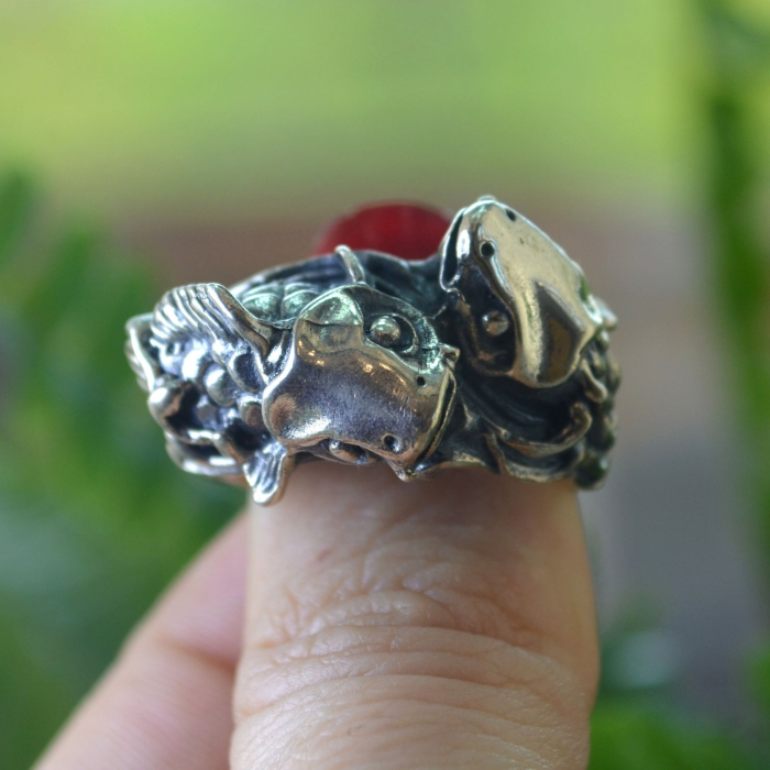 Inel argint vintage, Koi, Yin Yang japonez  A Vintage Collection [5]
